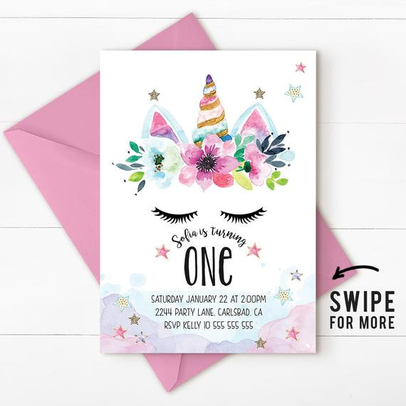 Unicorn Birthday Party Invitations
 Unicorn Invitation Unicorn Party First Birthday Invitation