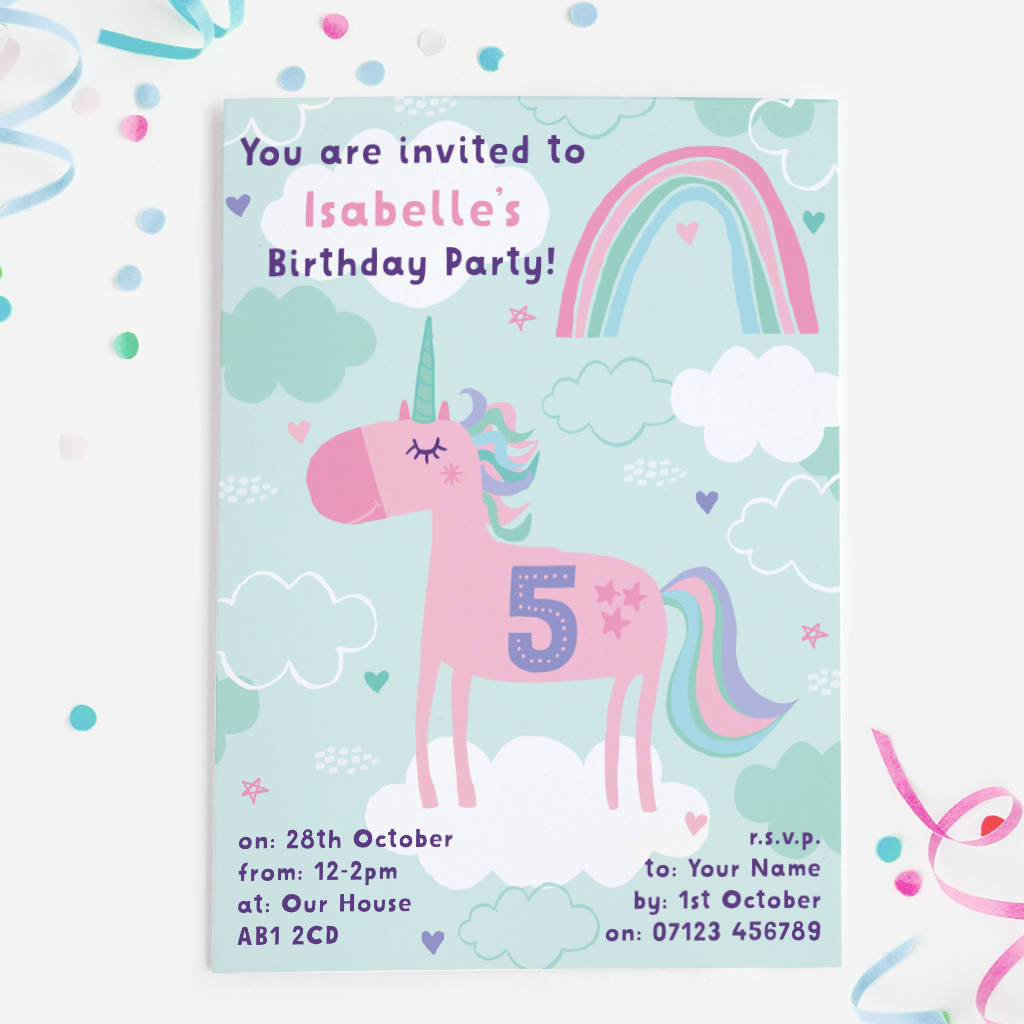 Unicorn Birthday Party Invitations
 unicorn birthday party invitations by mondaland