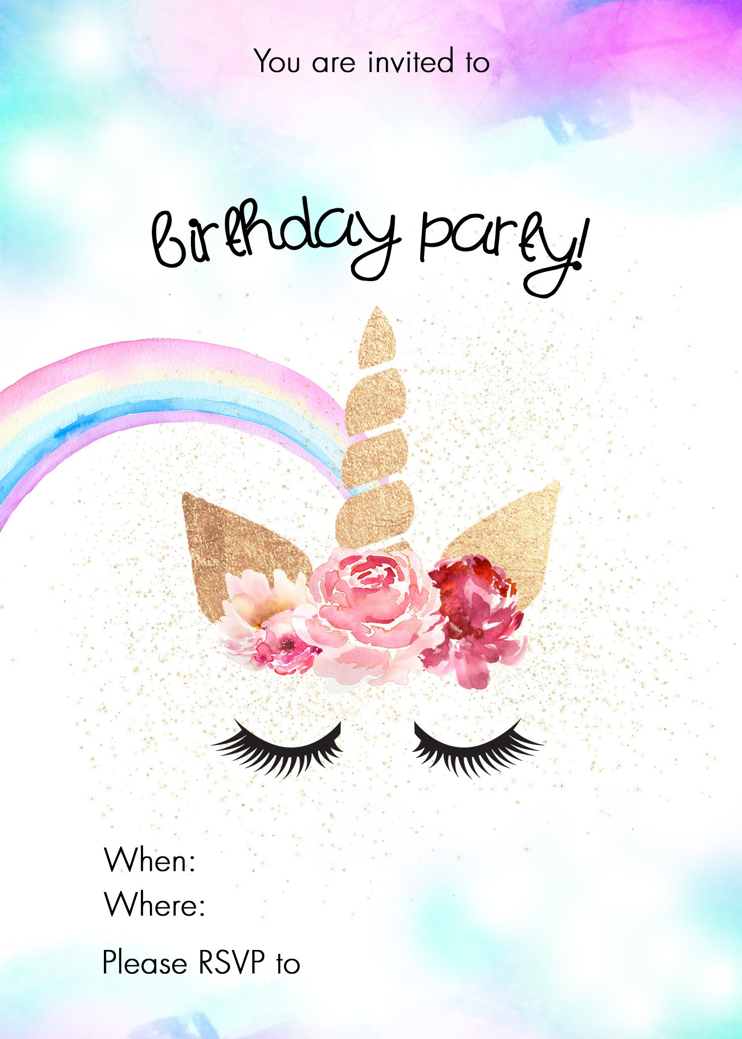 Unicorn Birthday Party Invitations
 Unicorn Birthday Party invitation blank The DIY Lighthouse