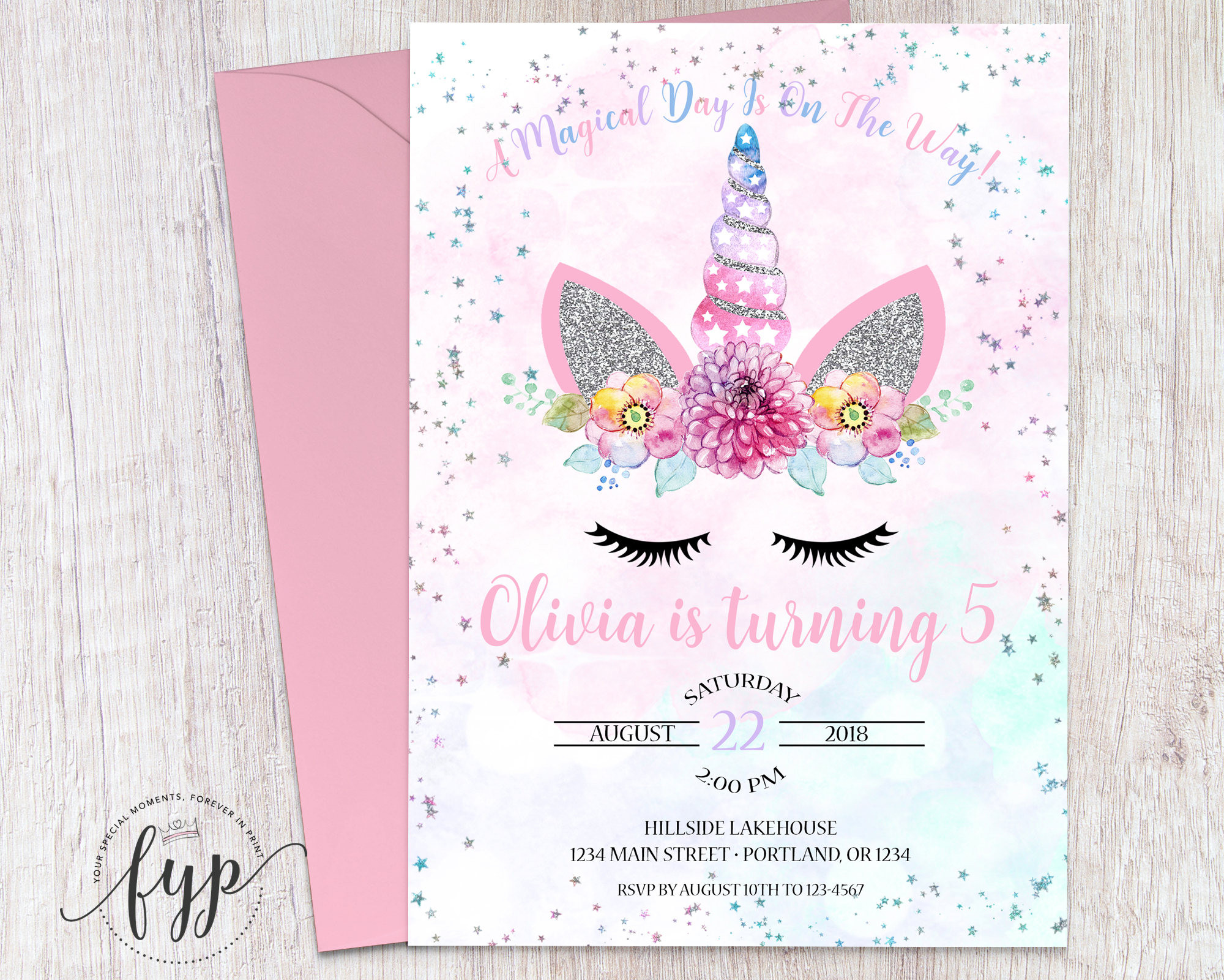 Unicorn Birthday Party Invitations
 Unicorn Birthday Invitation Magical Unicorn Invitation