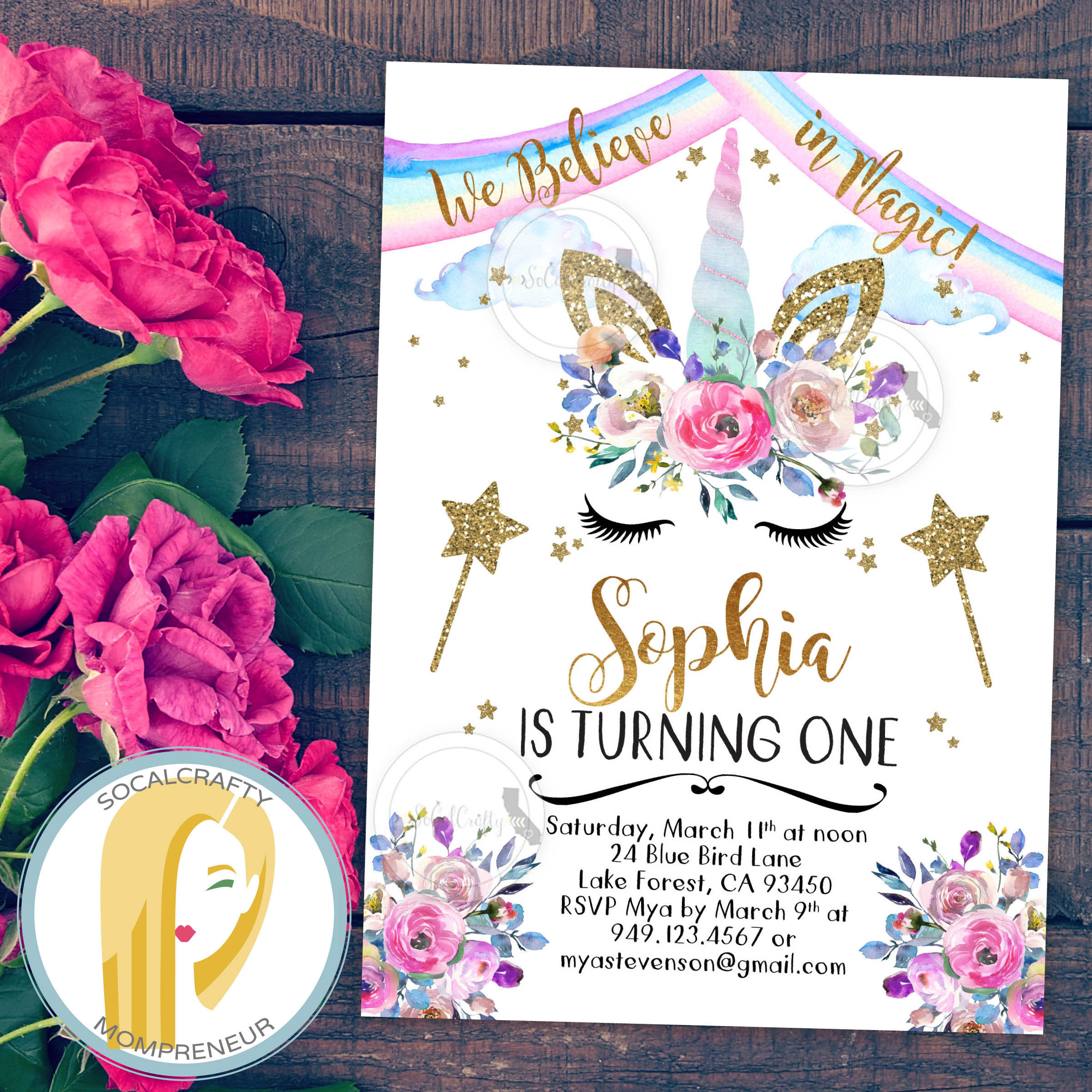 Unicorn Birthday Party Invitations
 Unicorn Birthday Invitation Magical Unicorn Invite Rainbow