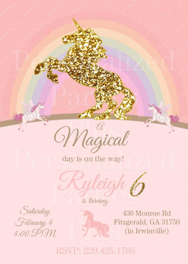 Unicorn Birthday Party Invitations
 Unicorn birthday invitation