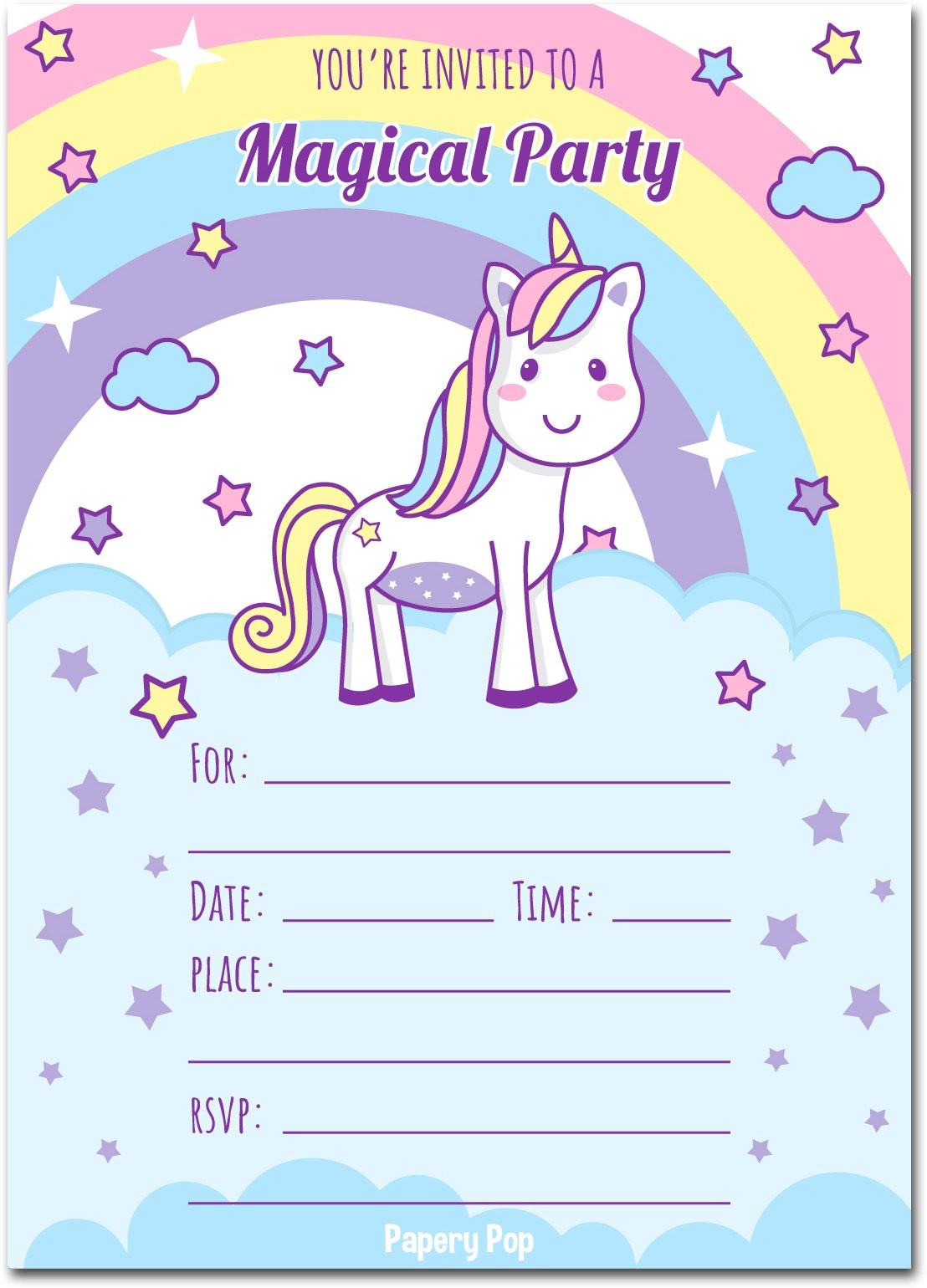 Unicorn Birthday Party Invitations
 30 Unicorn Birthday Invitations with Envelopes Kids