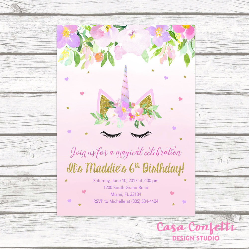 Unicorn Birthday Party Invitations
 Unicorn Invitation Unicorn Birthday Invitation Girl 1st