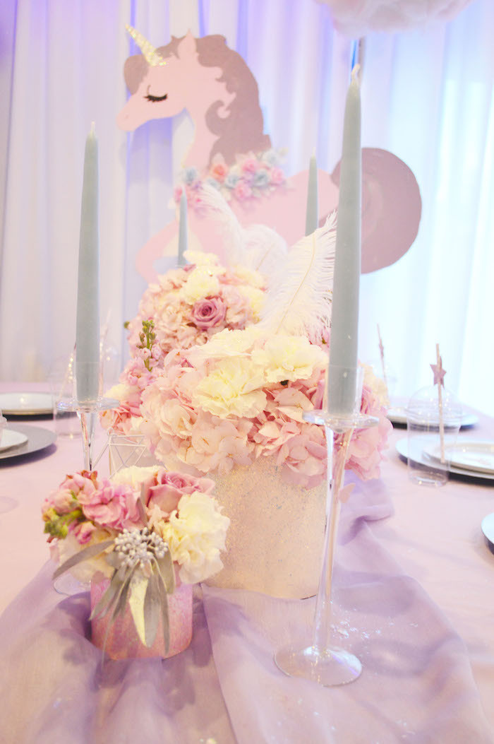 Unicorn Party Centerpiece Ideas
 Kara s Party Ideas Elegant Pastel Unicorn Soiree