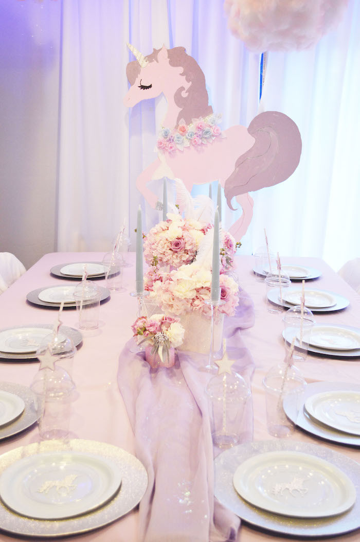 Unicorn Party Centerpiece Ideas
 Kara s Party Ideas Elegant Pastel Unicorn Soiree