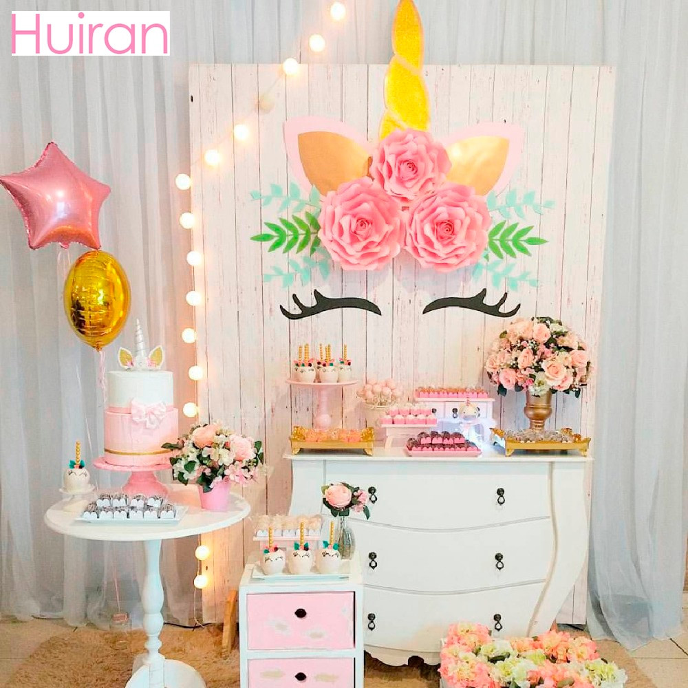 Unicorn Party Decoration Ideas
 HUIRAN Unicorn Stickers Wall Giant Paper Flowers Unicorn