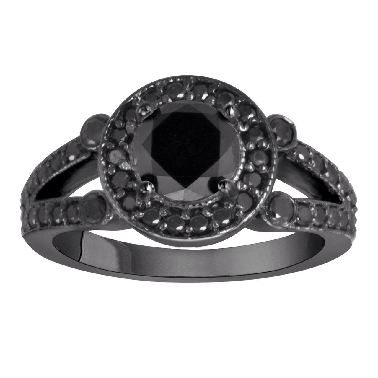 Unique Black Diamond Engagement Rings
 Black Diamond Engagement Ring 14k Black Gold 1 60 Carat