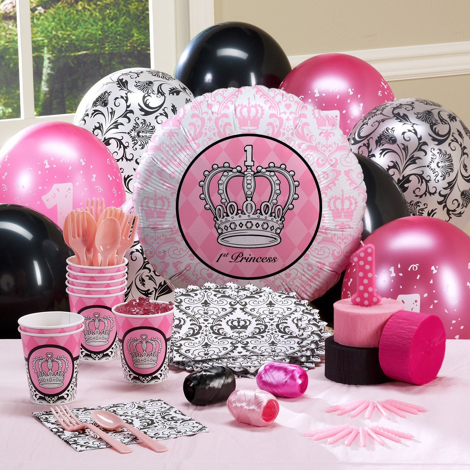 Unique First Birthday Gift Ideas
 Elegant Princess Damask 1st Birthday Personalized Party