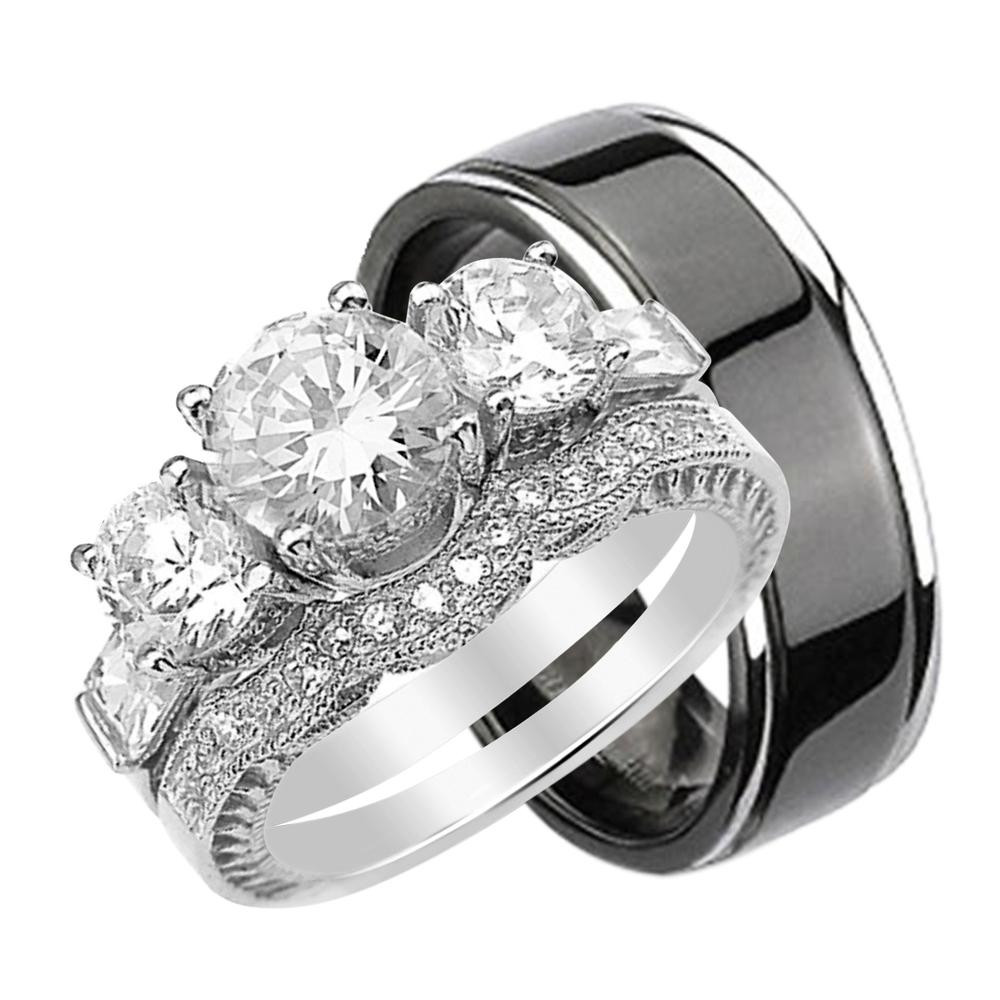 Unique Wedding Ring Sets For Her
 Quality Bridal Ring Set for Him and Her Unique Silver