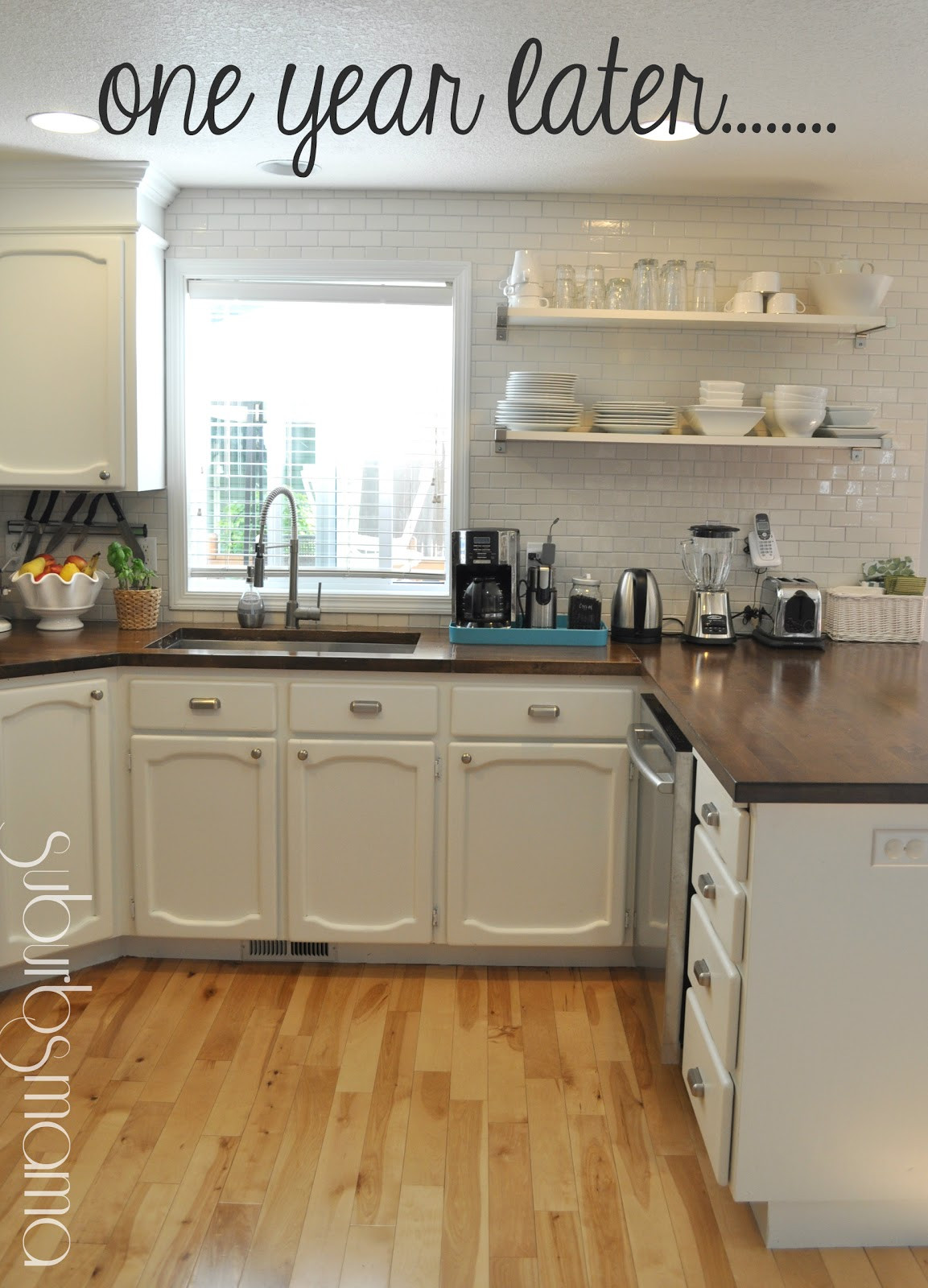 Updating Kitchen Counters
 Suburbs Mama Kitchen Update e Year Later white