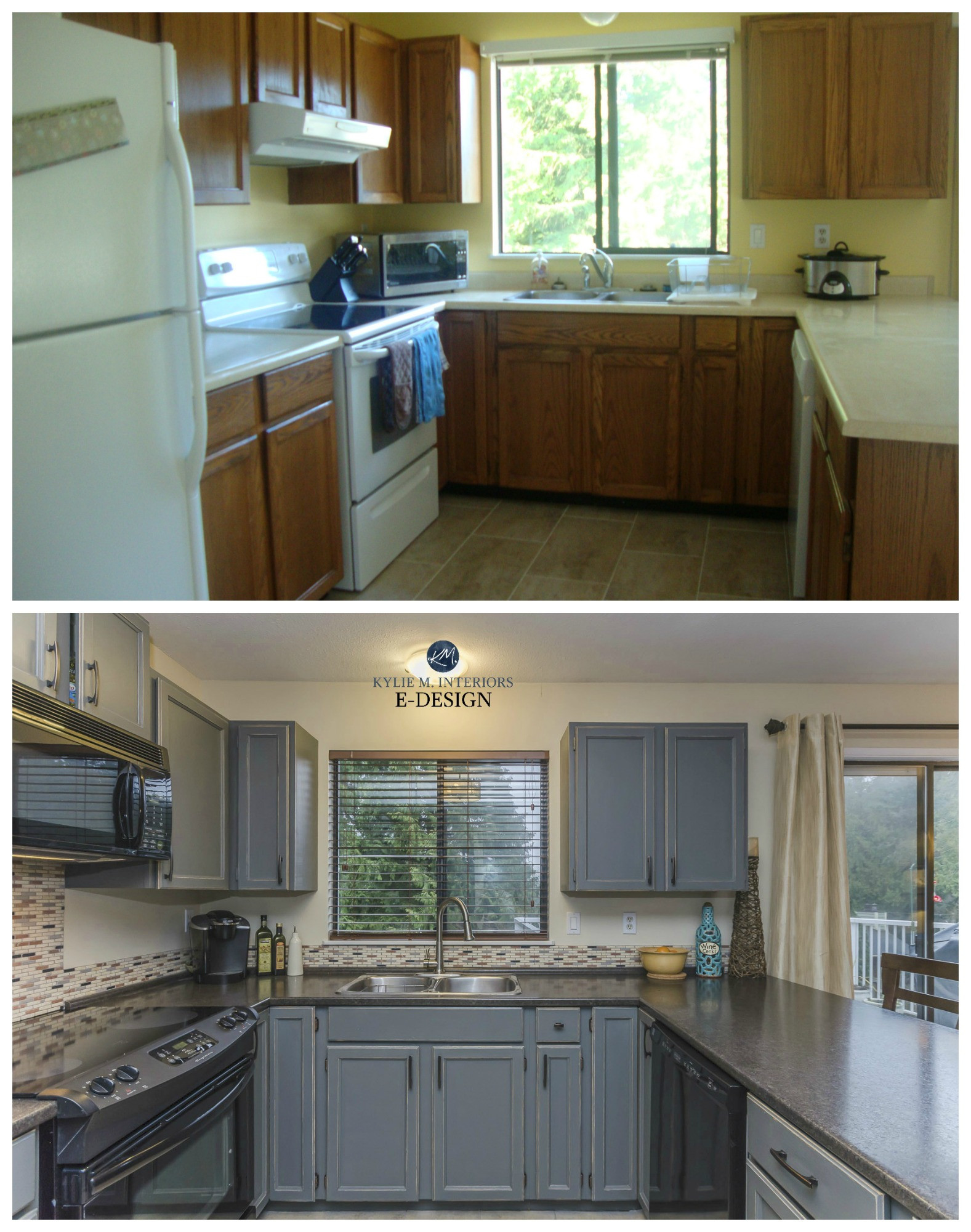 Updating Kitchen Counters
 Oak kitchen update before and after Benjamin Moore