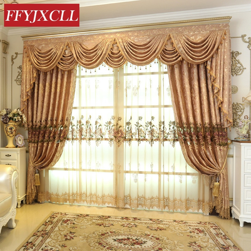 Valance Curtains For Living Room
 Fine Embroidered Luxury Europe Floral Valance Curtains For