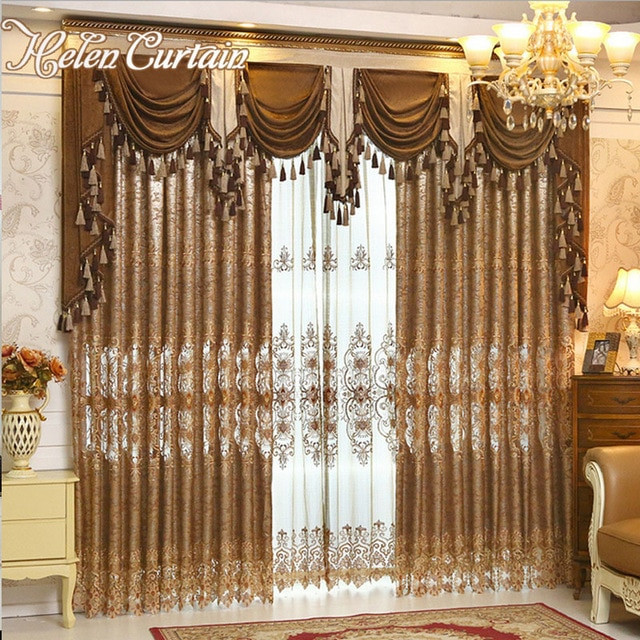 Valance Curtains For Living Room
 Helen Curtain Luxury Gold Embroidered Curtains For Living