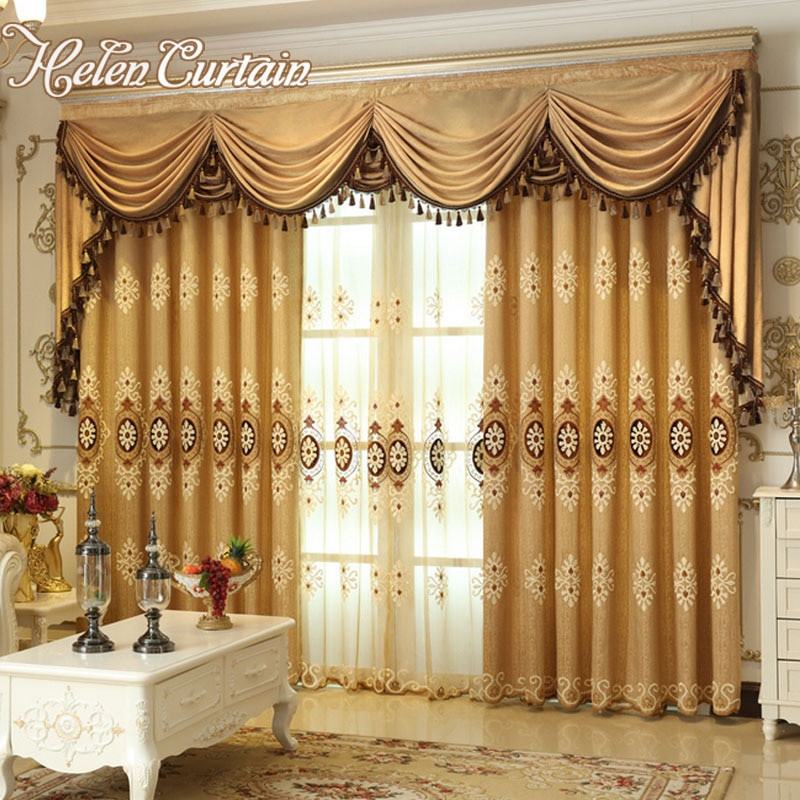 Valance Curtains For Living Room
 Helen Curtain Set Luxury European Style Embroidered