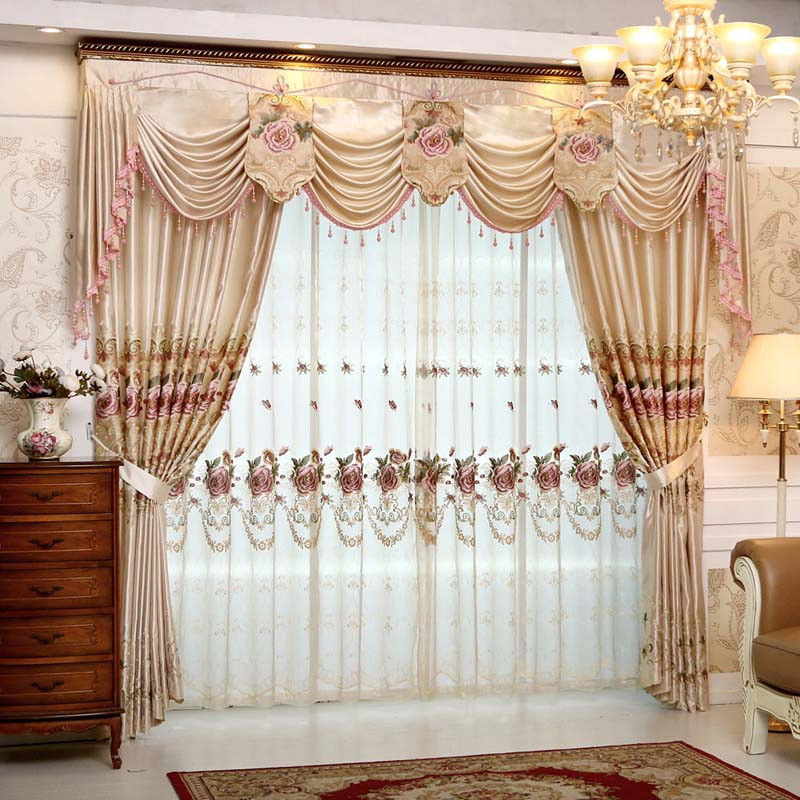 Valance Curtains For Living Room
 Set Luxury Curtains For living Room With Valance