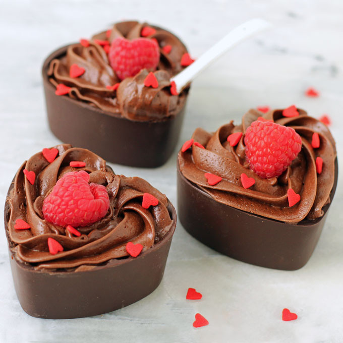 Valentine Chocolate Desserts
 Chocolate Mousse Cup Hearts