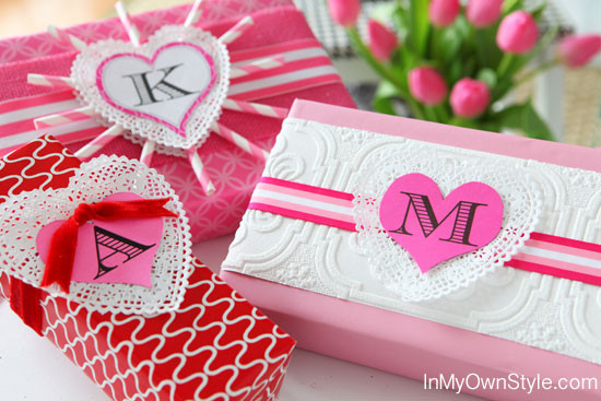 Valentine Gift Wrapping Ideas
 Valentine s Day Crafts Free Printable Initial Hearts