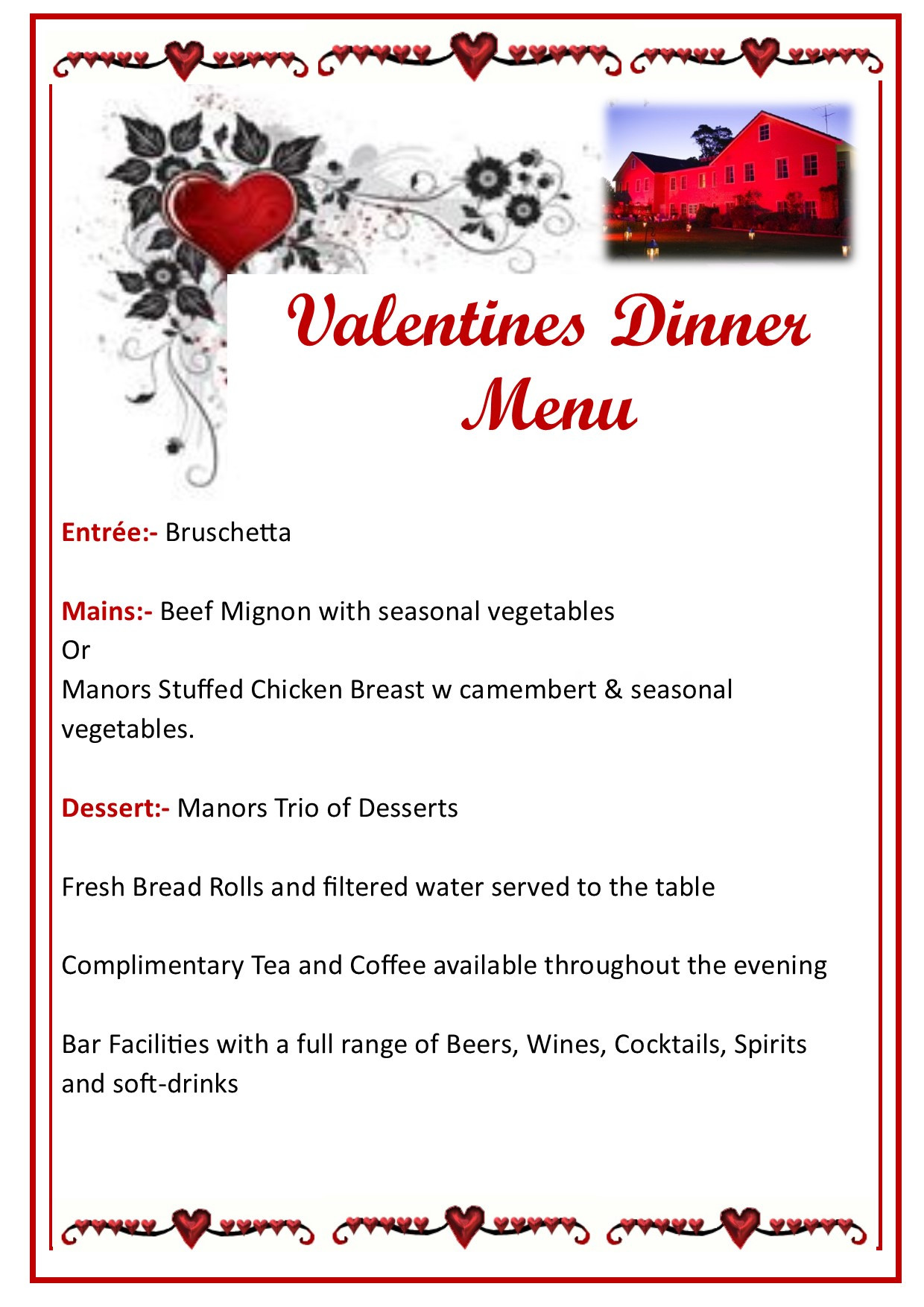 Valentine'S Day Dinner 2020
 Valentines Day Dinner – Friday 14th February 2020 – Peel