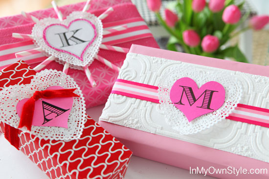 Valentines Day Gift Wrapping Ideas
 Valentine s Day Crafts Free Printable Initial Hearts