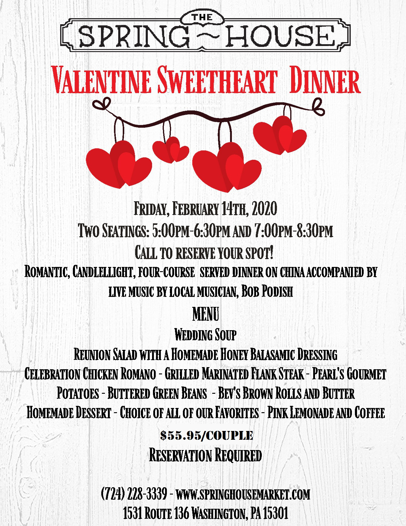 Valentines Dinner 2020
 Valentine Sweetheart Dinner 2020 New SpringHouse Market