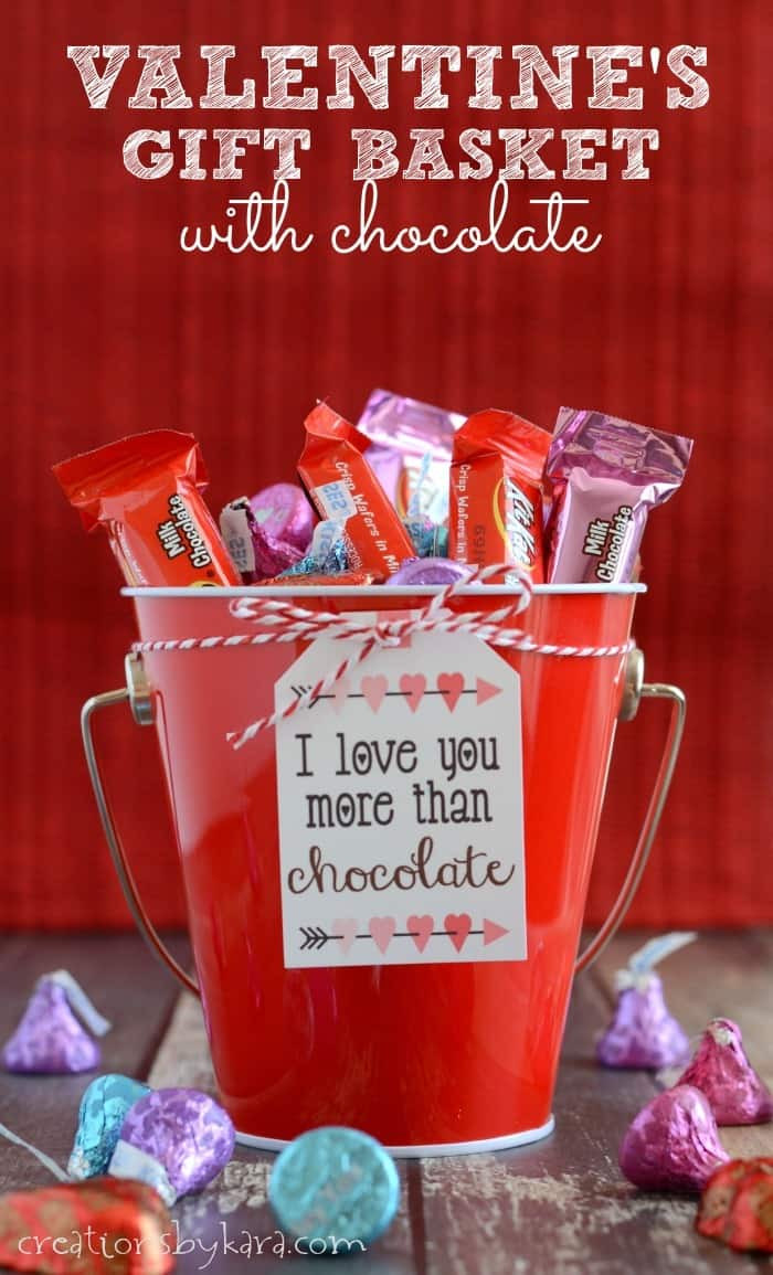 Valentines Gift Basket Ideas
 Chocolate Lover s Valentine s Gift Baskets with Printable