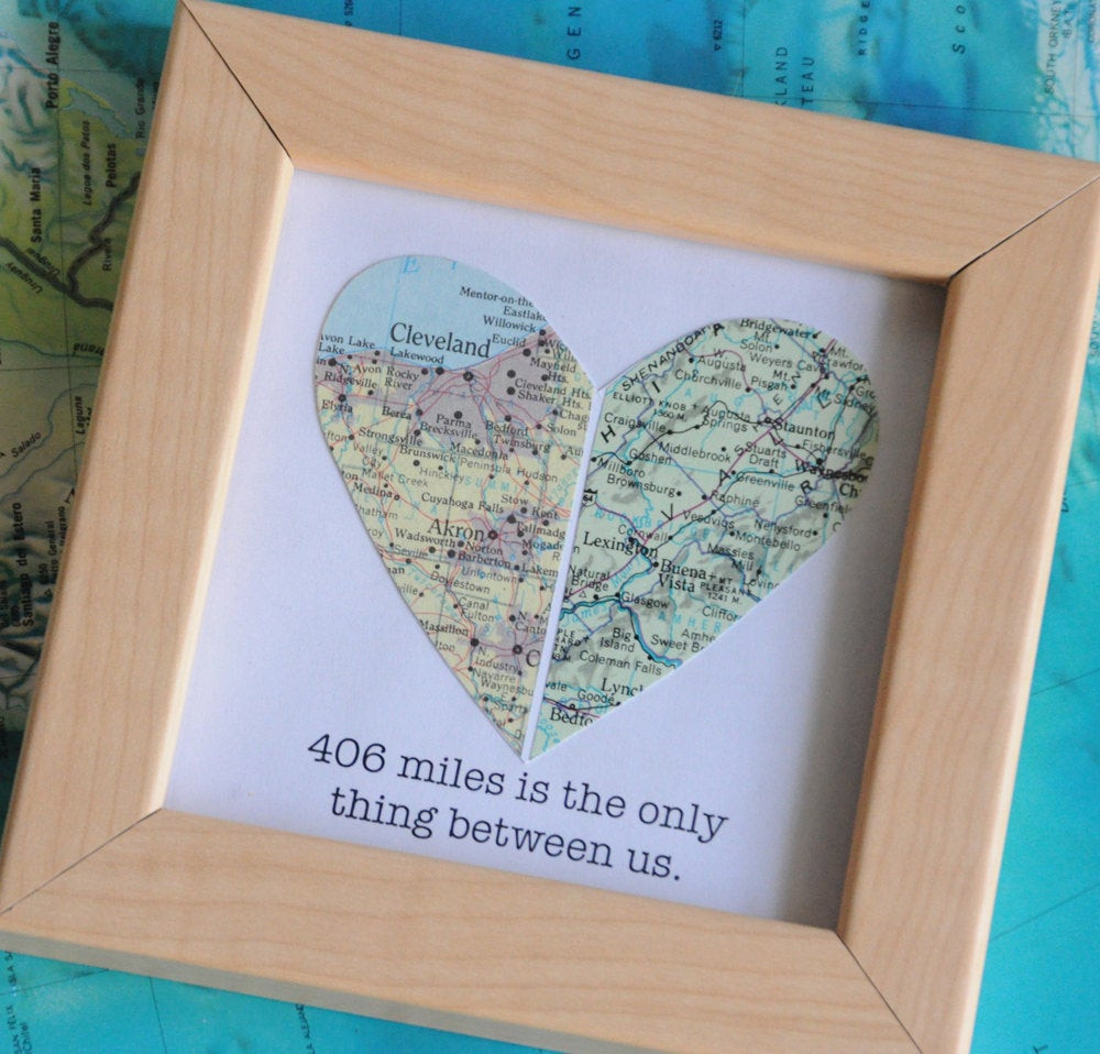 Valentines Gift Ideas For Boyfriend Long Distance
 Long Distance Relationship Boyfriend Gift Map Heart Framed