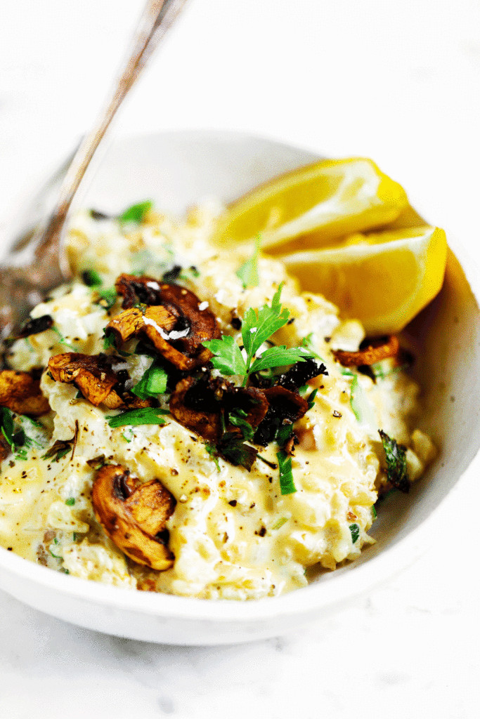 Vegan Risotto Recipe
 Cheesy Vegan Cauliflower Mushroom Risotto Paleo Gluten