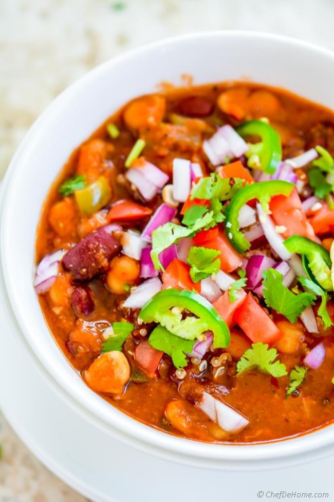 Vegetarian Chili With Beans
 Easy Ve arian Three Beans Chili with Chickpeas Recipe