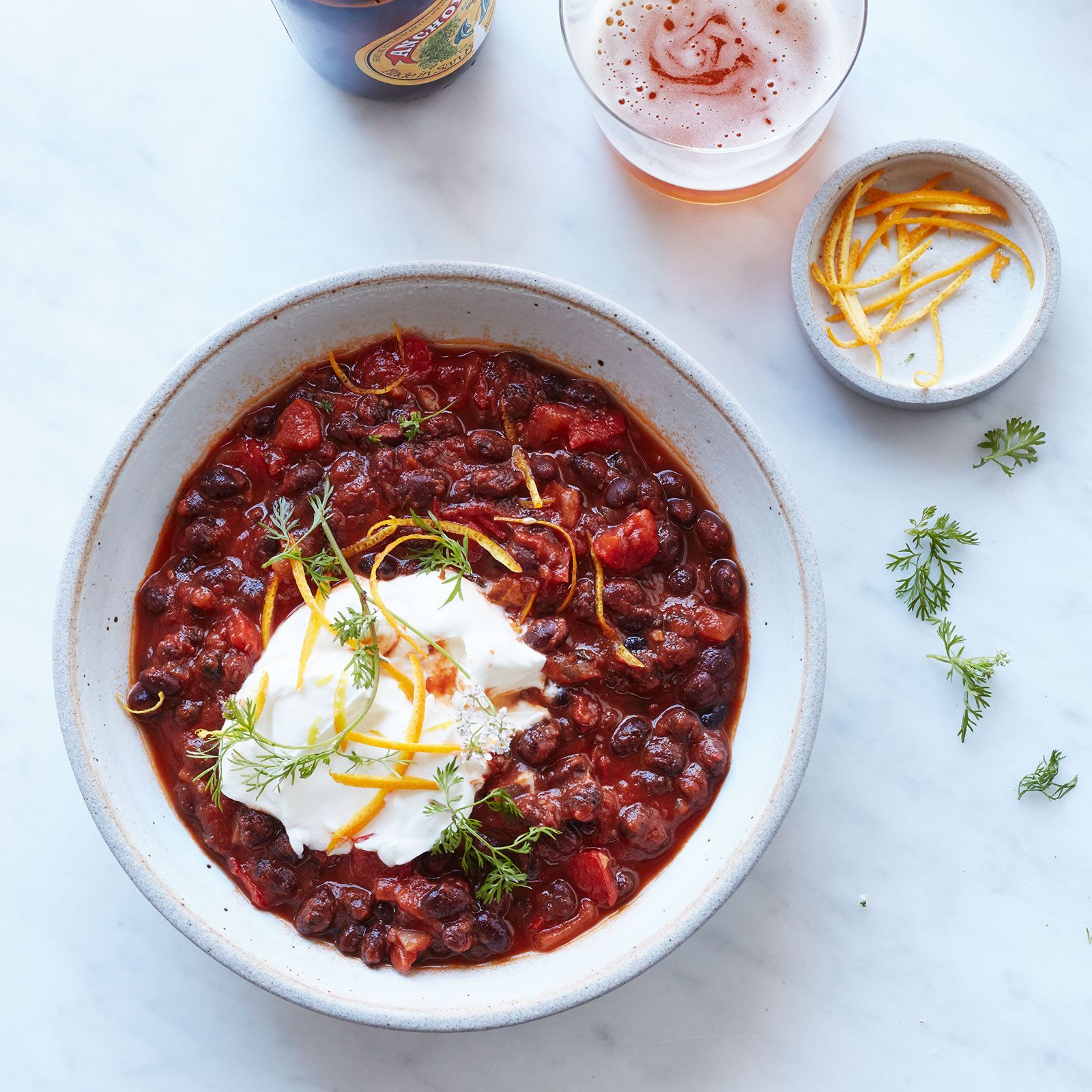 Vegetarian Chili With Beans
 Ve arian Black Bean Chili with Ancho and Orange Recipe