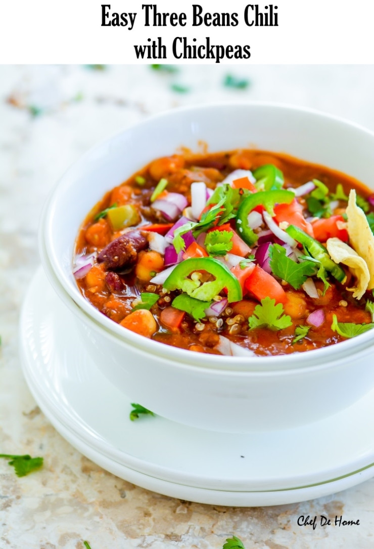 Vegetarian Chili With Beans
 Easy Ve arian Three Beans Chili with Chickpeas Recipe