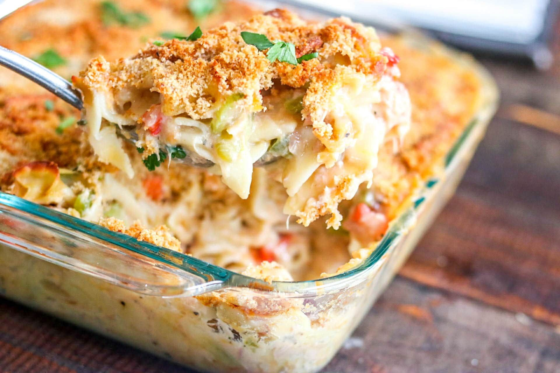 Vegetarian Tuna Noodle Casserole
 This old time classic tuna noodle casserole will bring you