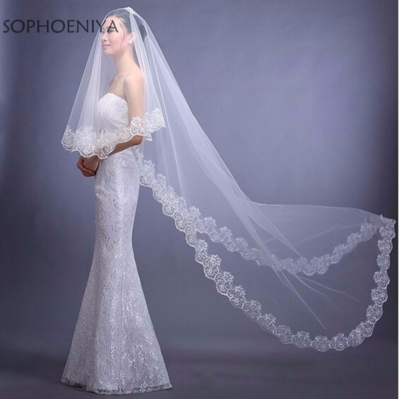Veils For Wedding
 In stock white Ivory Lace Edge Bridal veil 2019 Velo de
