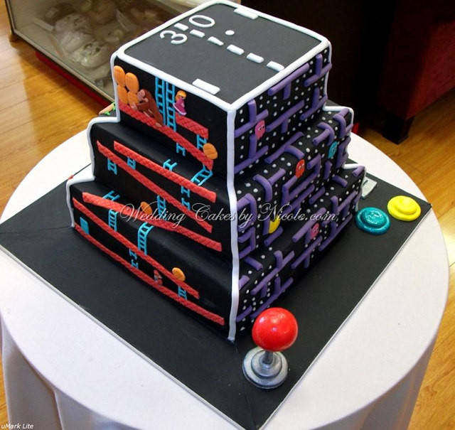 Video Game Birthday Cake
 Birthday Cake w Old School Video Games Each Side