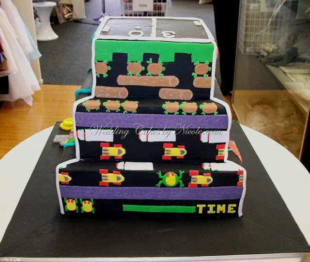 Video Game Birthday Cake
 Birthday Cake w Old School Video Games Each Side