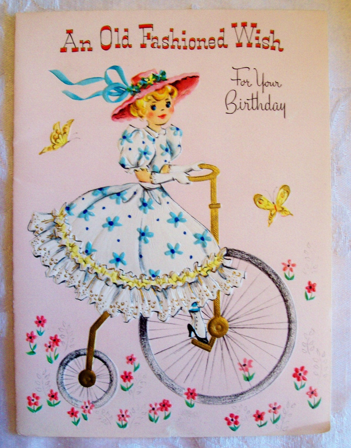 Vintage Birthday Card
 Vintage Old Fashioned Birthday Card 1950 s