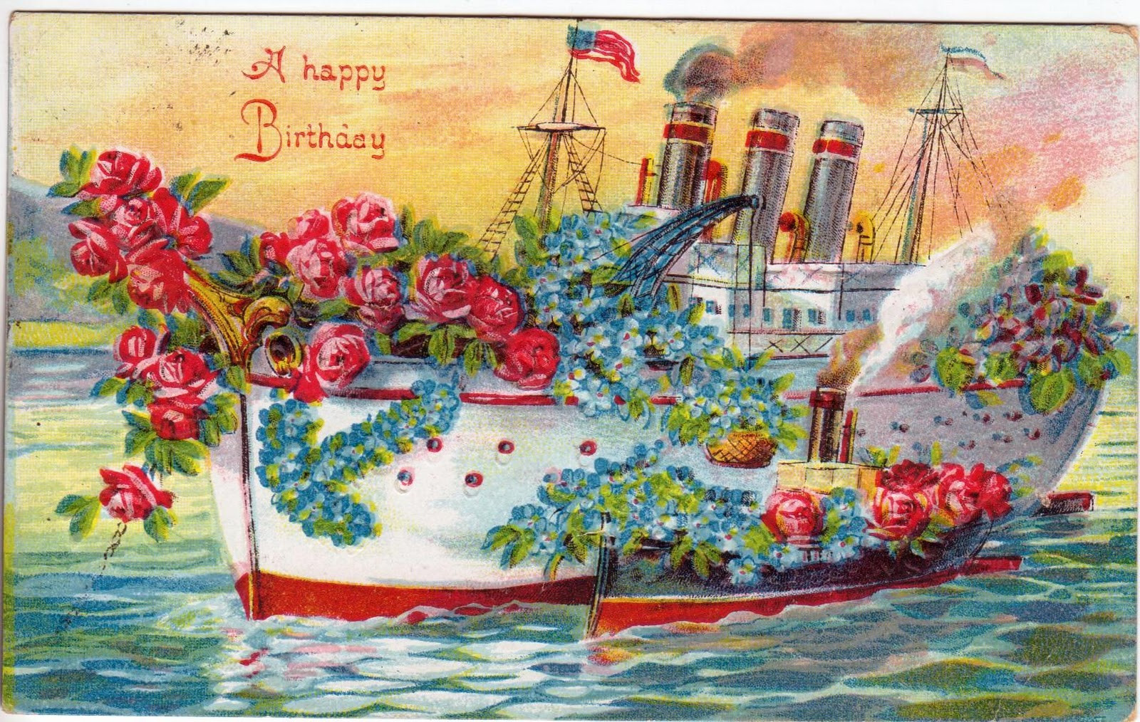 Vintage Birthday Card
 Maximum Embellishment VINTAGE BIRTHDAY CARD SHIP 1909