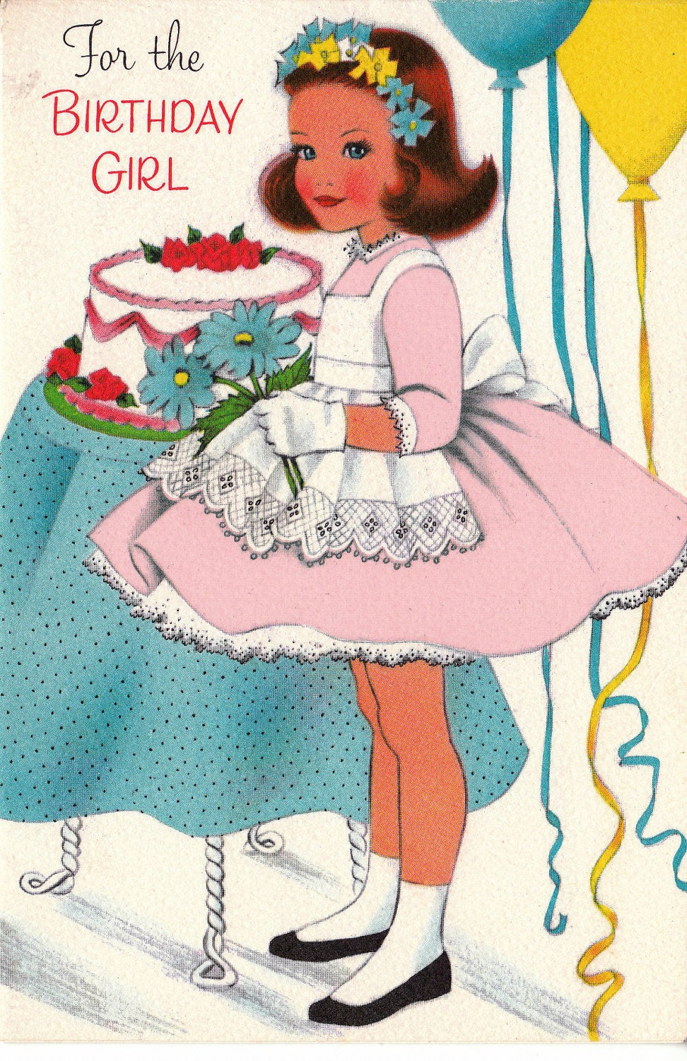 Vintage Birthday Card
 Vintage 1950s For The Birthday Girl Greetings Card B71