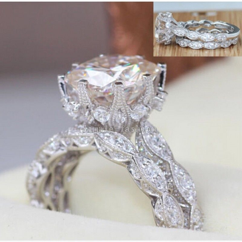 Vintage Wedding Ring Sets
 Handmade Vintage Women Round Cut 3ct Topaz CZ 925 Silver