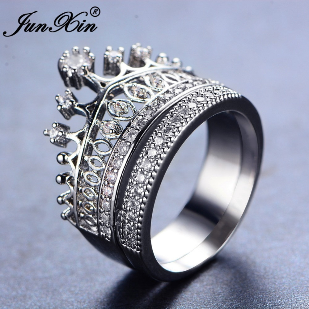 Vintage Wedding Ring Sets
 JUNXIN 2017 New Fashion Female White Ring Set Bridal Sets