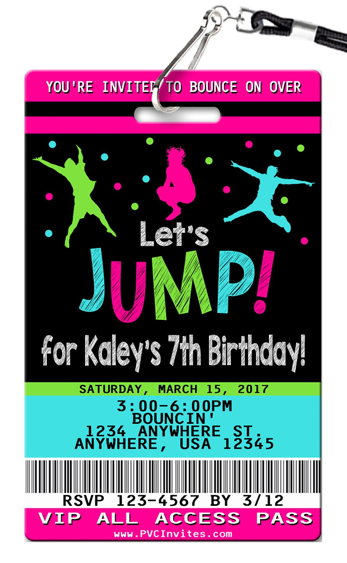 Vip Birthday Invitations
 Jump Girl Birthday Invitations PVC Invites VIP