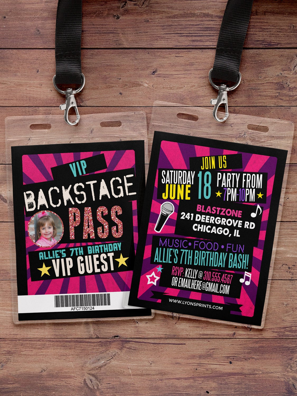 Vip Birthday Invitations
 birthday invitation rock star VIP PASS backstage pass
