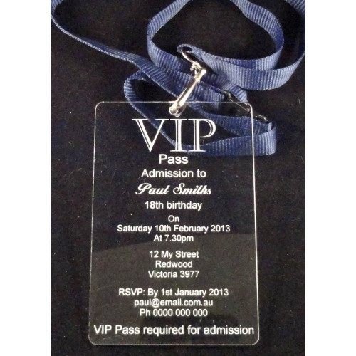 Vip Birthday Invitations
 21st Invitations VIP card invitations with lanyard