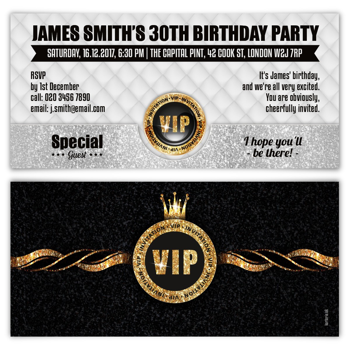 Vip Birthday Invitations
 Birthday Invitation Card VIP Gold