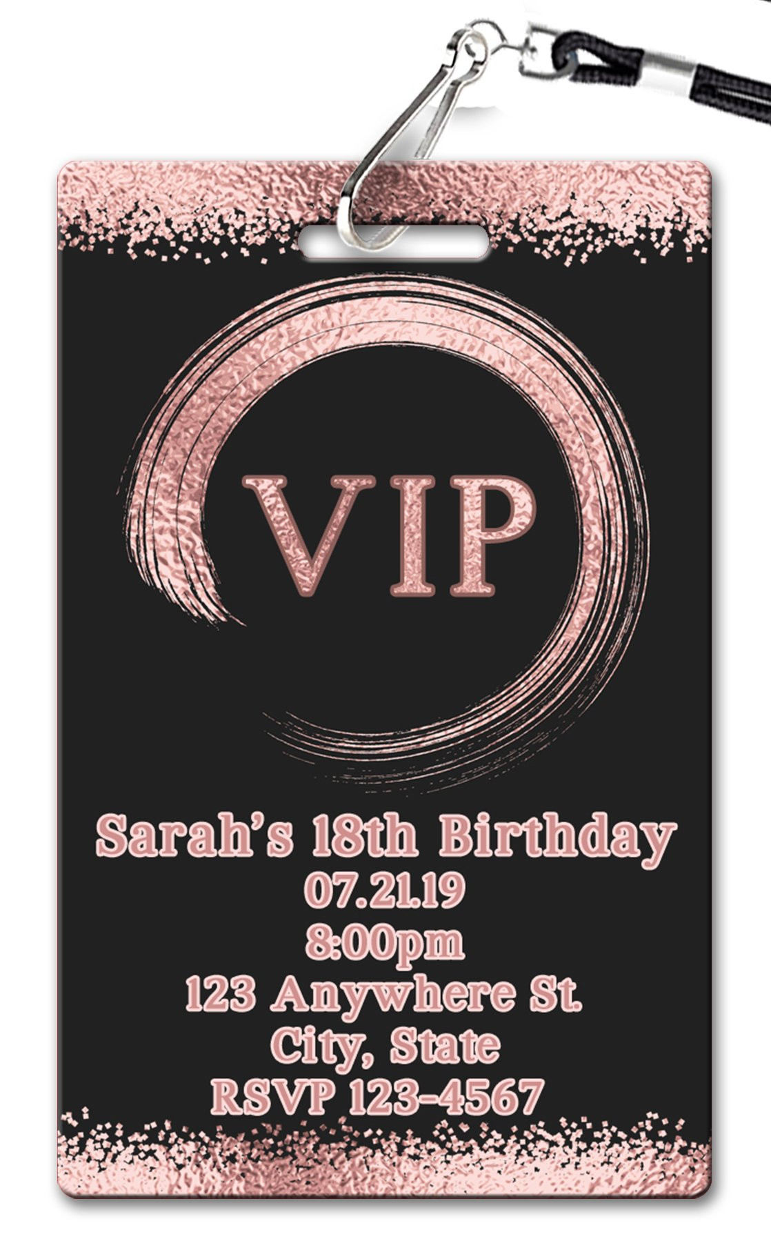 Vip Birthday Invitations
 Rose Gold VIP Pass Birthday Invitation PVC Invites VIP
