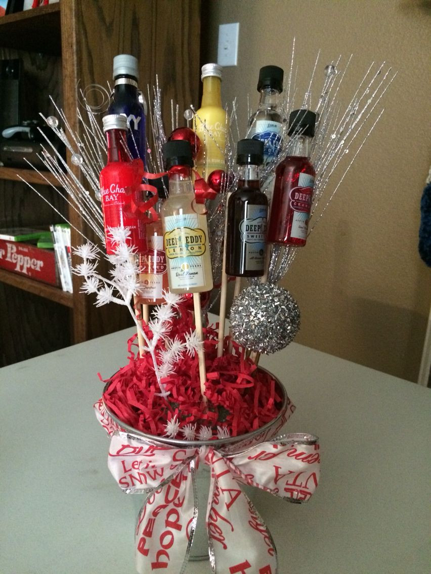 Vodka Gift Basket Ideas
 Mini alcohol t basket First attempt