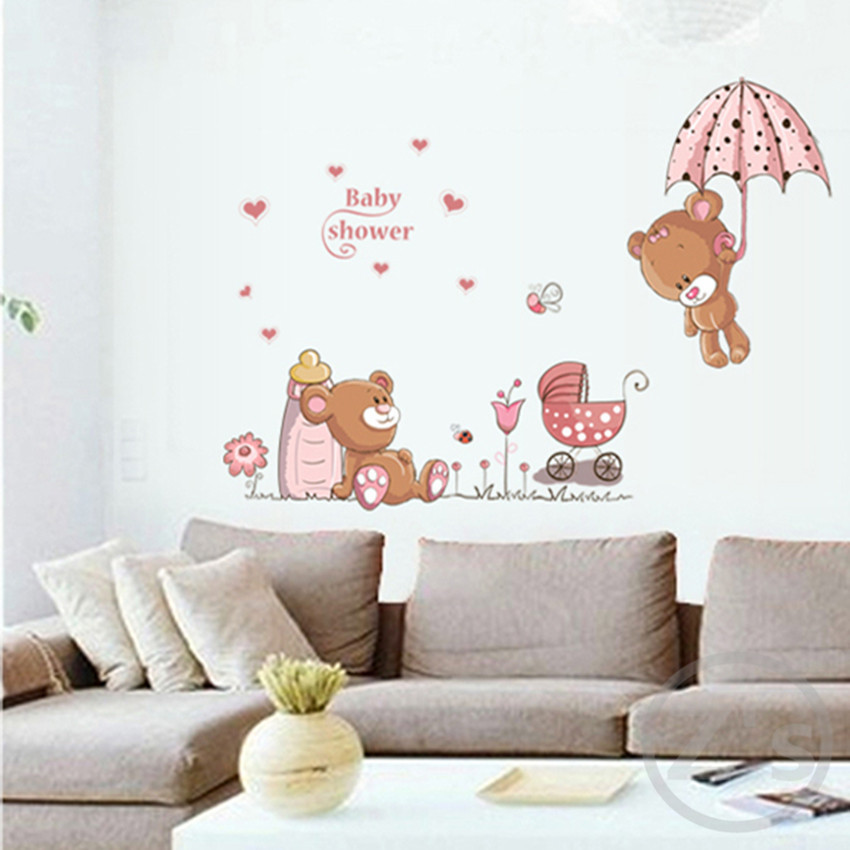 Wall Decor For Baby Shower
 lovely cute bear wall stickers children room home decor