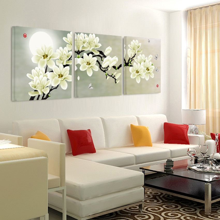 Wall Painting For Bedrooms
 Canvas painting on print flowers Painting the wall bedroom