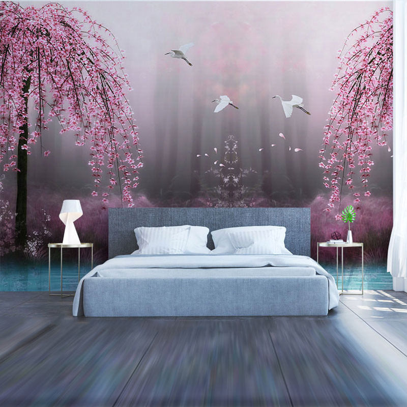 Wall Painting For Bedrooms
 Living Room Bedroom Wall Papers Big Tree Lake Water Wall