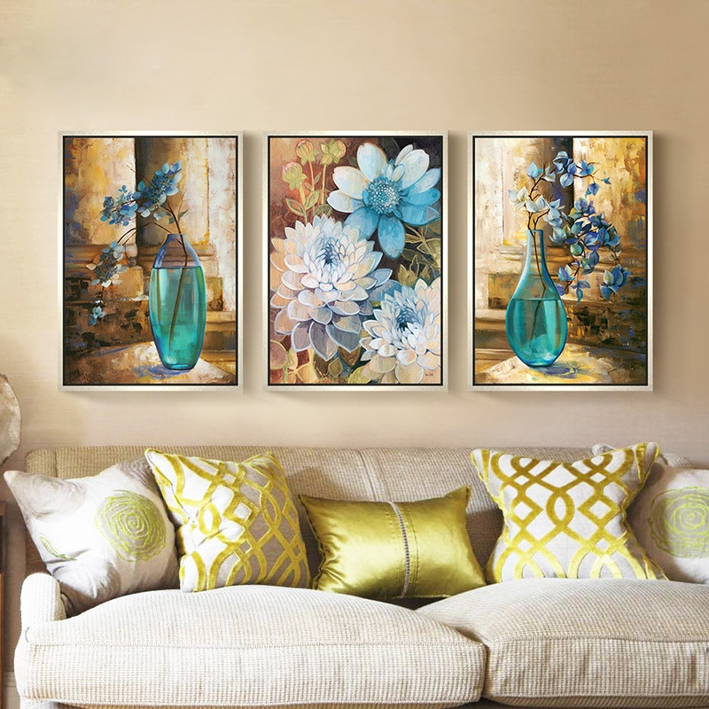 Wall Painting For Bedrooms
 3 Panels paintings for bedroom Hotel wall decor modern